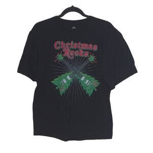 Christmas Rocks Graphic T-Shirt in Black - Size M (38-40) - GUC